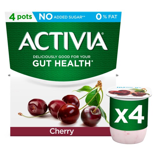 Activia Fat Free Cherry Yogurt 4 X 120G Tesco Groceries