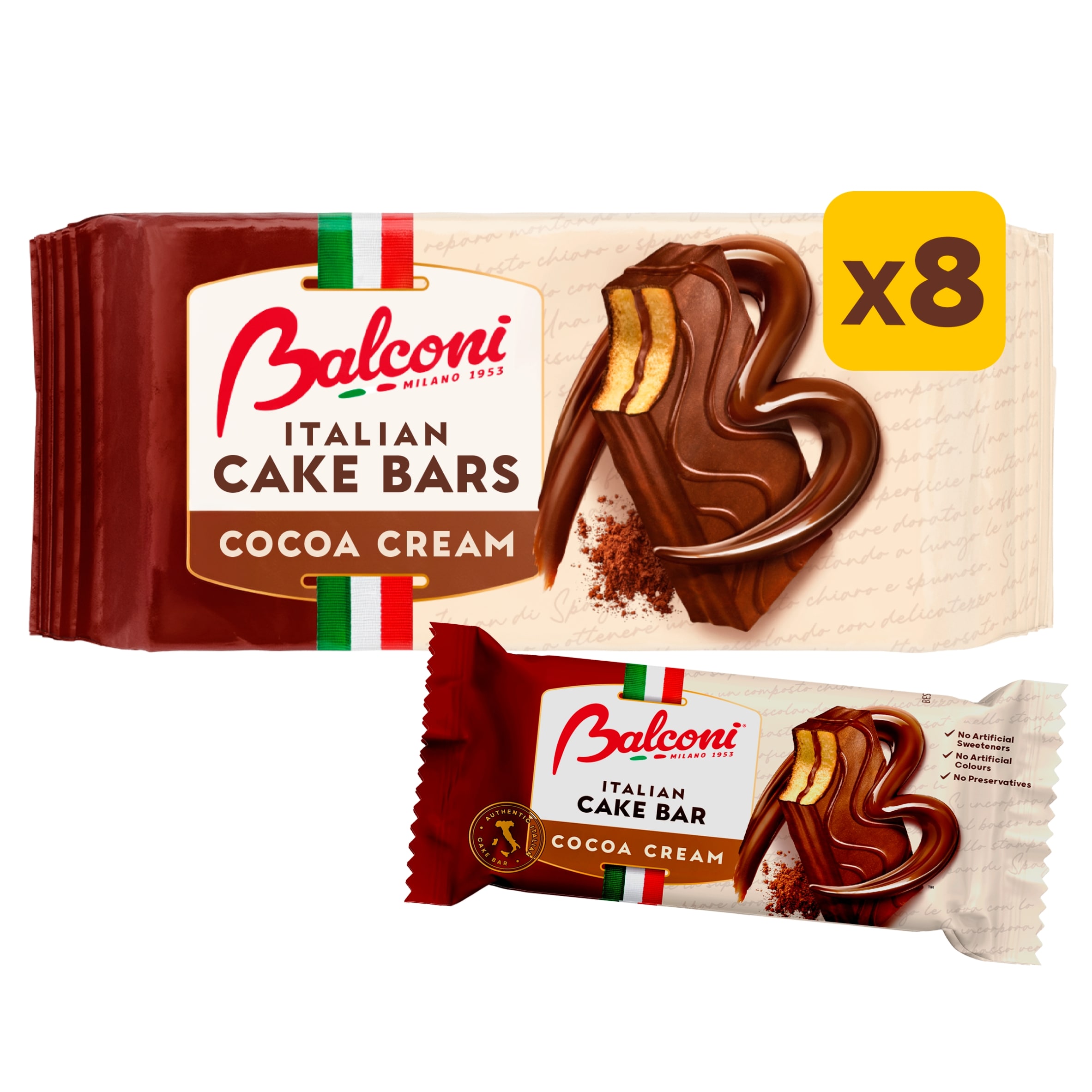 Balconi Italian Cake Bars Cocoa Cream 8 x 35g