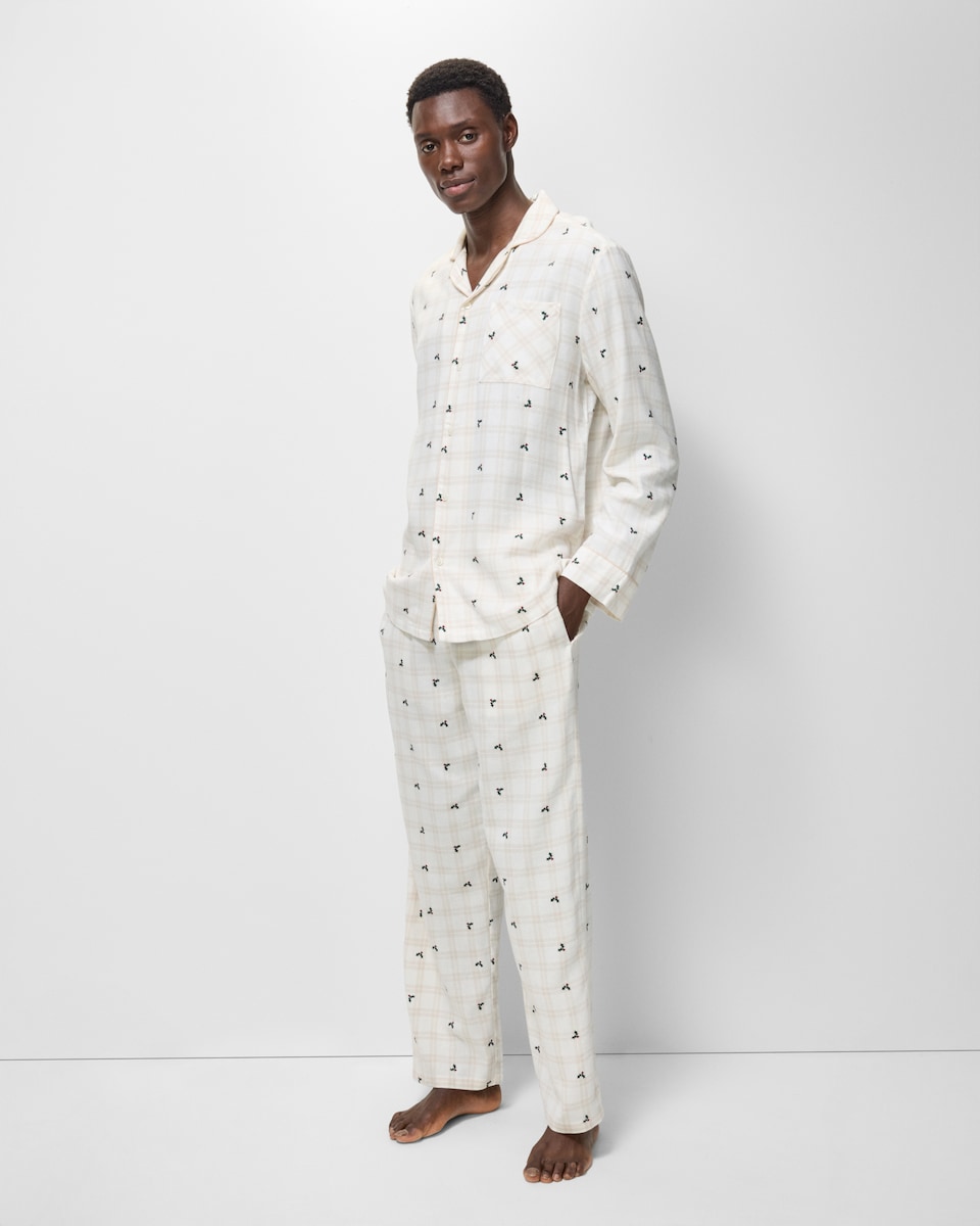 image 1 of Christmas Cotton Rich Checked Holly Revere Matching Family Pyjama Set in Neutral