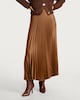 image 3 of The F&F Edit Satin Pleated Midi Skirt in Camel