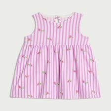 F&F Baby Pure Cotton Striped Watermelon Print Sleeveless Dress in Purple