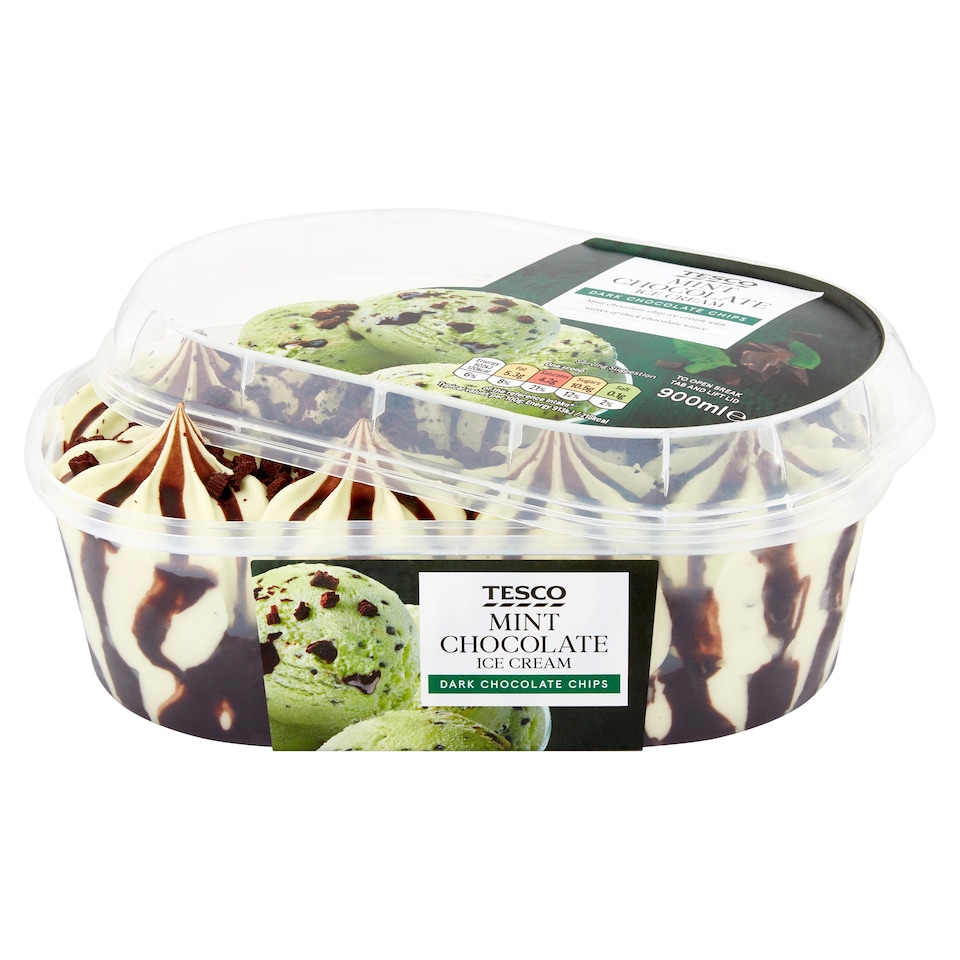 image 1 of Tesco Mint Chocolate Ice Cream 900Ml