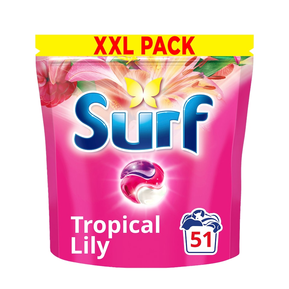 image 1 of Surf 3 in 1 Tropical Lily Washing Capsules 51 Washes 882g