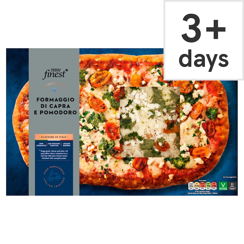 Tesco Finest Formaggio di Capra e Pomodoro Pizza 495g