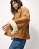 image 1 of F&F Faux Shearling Short Coat in Med Nude