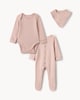 image 1 of F&F Baby 3-Piece Pure Cotton Pointelle Bodysuit, Sleepsuit and Bib Set in Mink