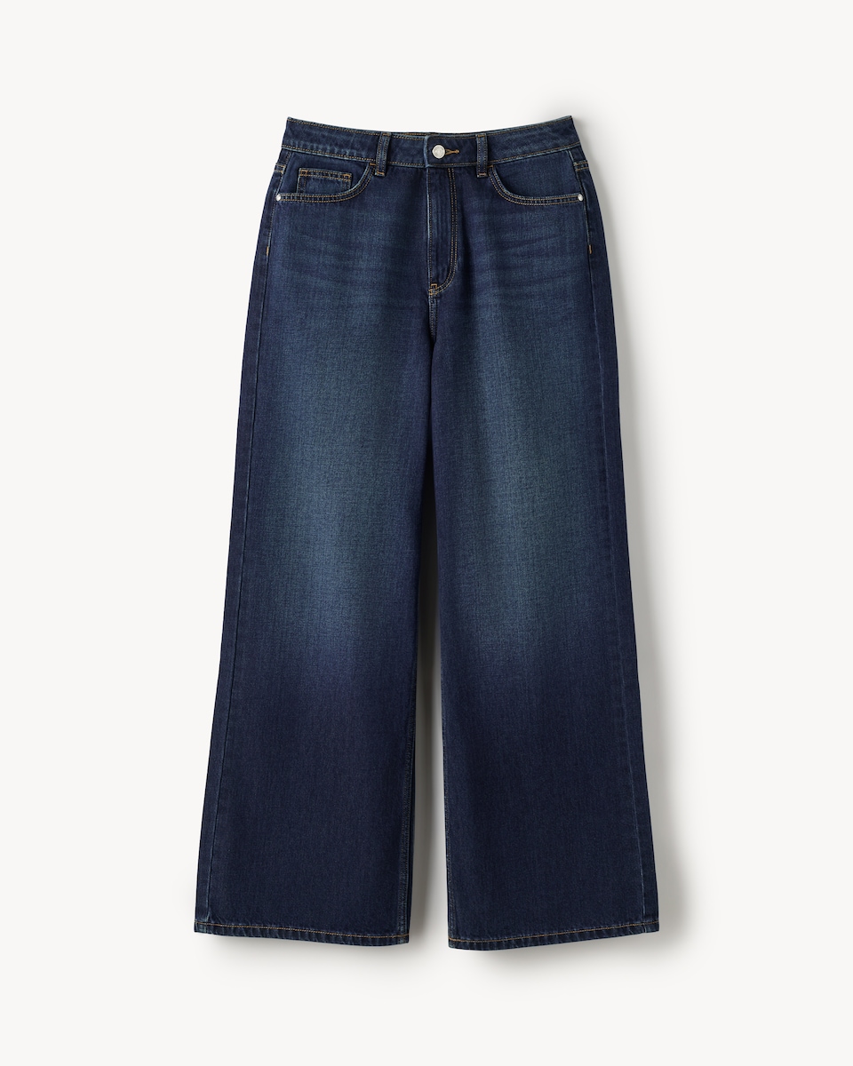 image 1 of F&F High Rise Wide Leg Jeans in Navy