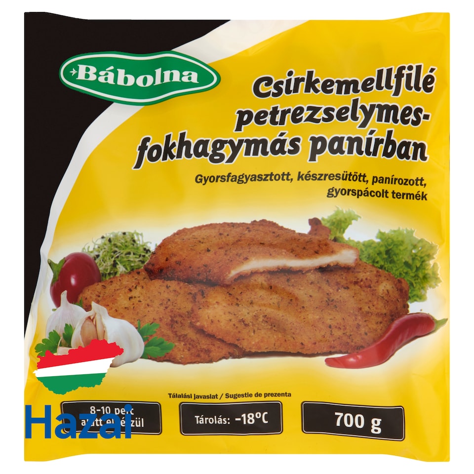 Bábolna gyorsfagyasztott, készresütött csirkemellfilé petrezselymes-fokhagymás panírban 700 g  1. kép