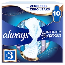 Always FlexProtect Sanitary Towels Night (Size 3) with Wings 10 Pads, Unscented