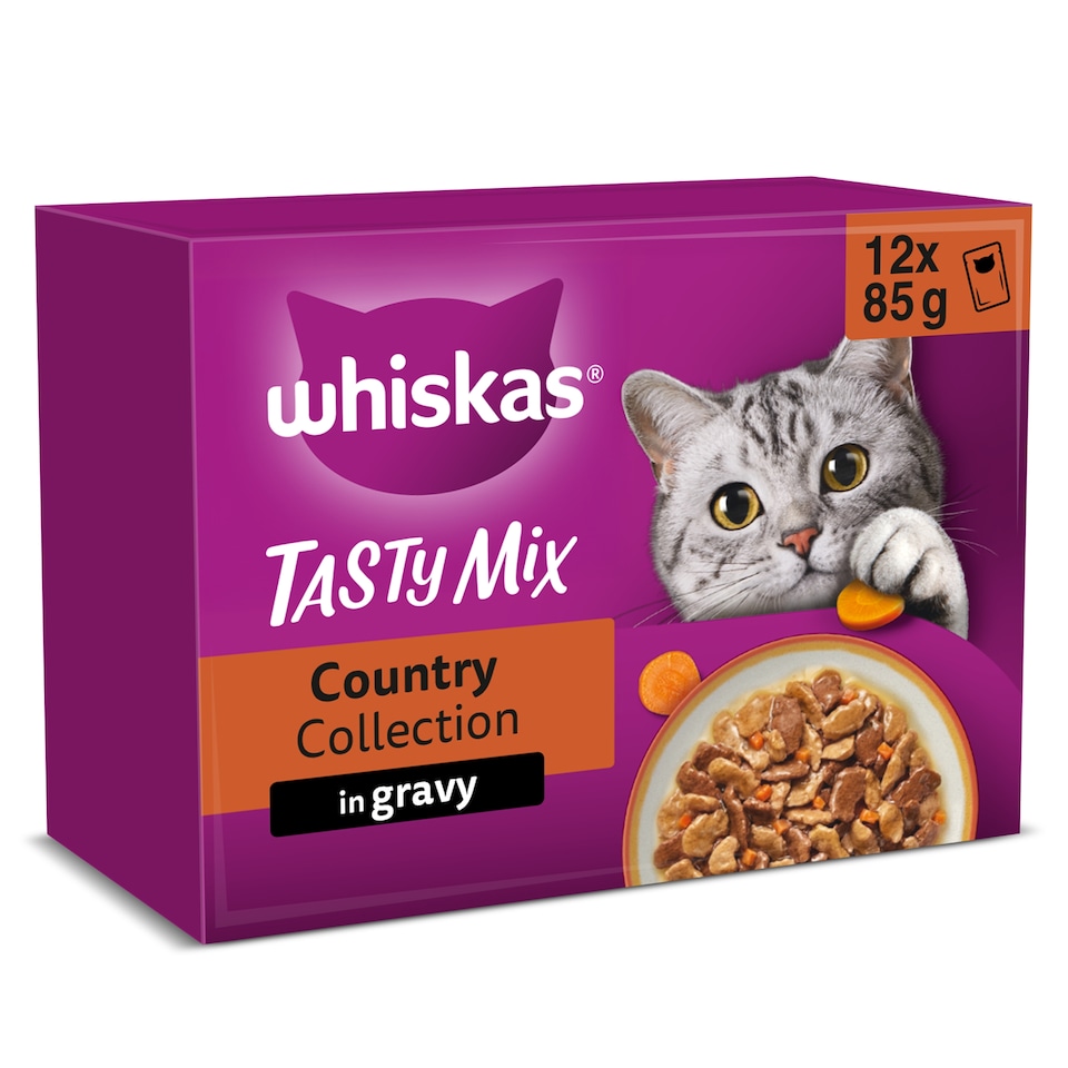 image 1 of Whiskas Country Collection Mix Cat Food Pouches in Gravy 12x85g