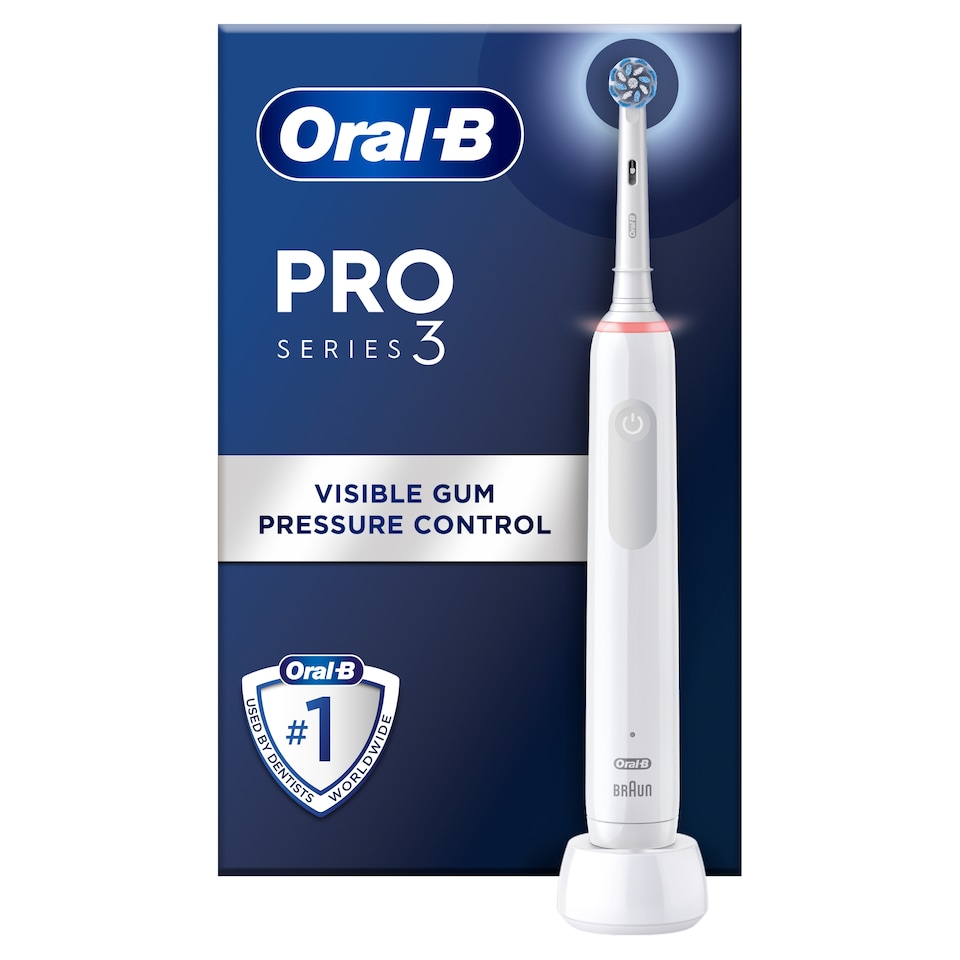 image 1 of Oral-B Pro 3 Cross Action White Electric Toothbrush