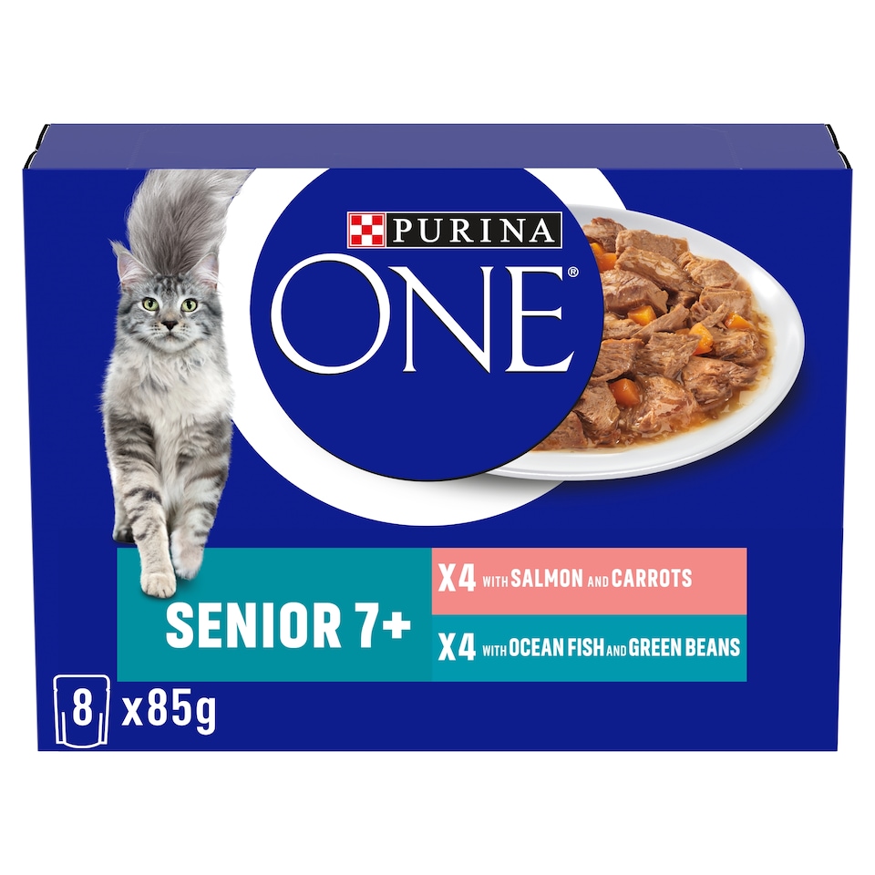 PURINA ONE Senior 7+ Mini Fillets Salmon & Ocean Fish Wet Cat Food 8x85g