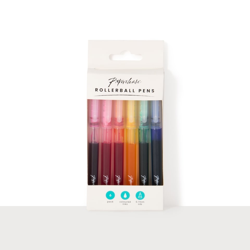 image 1 of Paperchase Rainbow Liquid Rollerball pens 6 pack