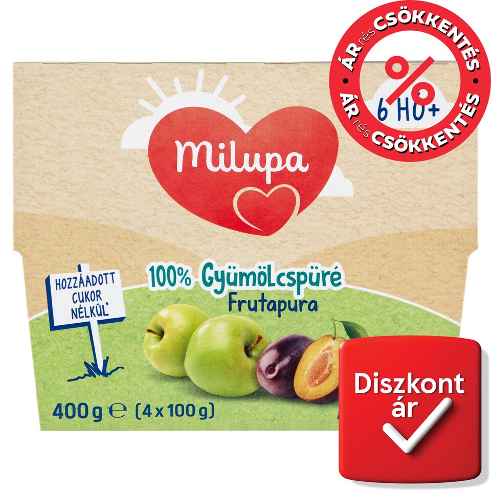 image 1 of Milupa Frutapura Apple-Plum 100% Fruit Puree 6 Months+ 4 x 100 g (400 g)