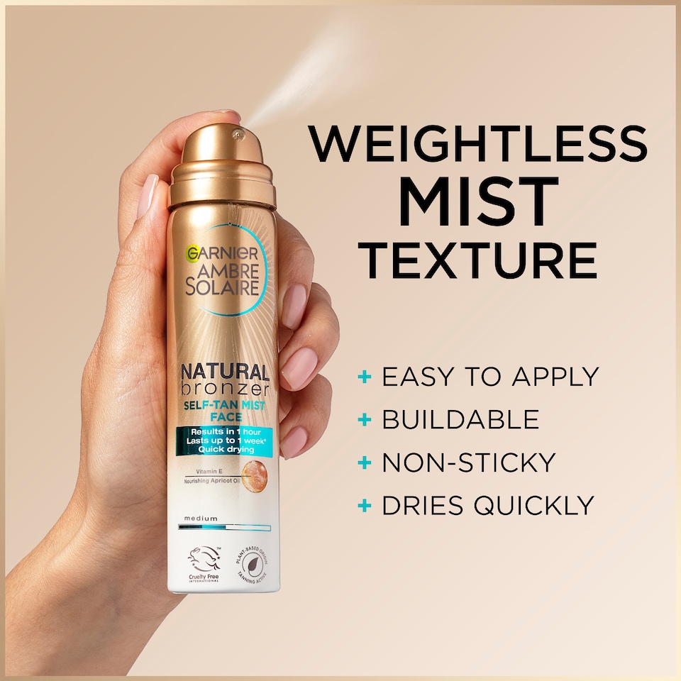 image 1 of Garnier Ambre Solaire No Streaks Bronzer Self-Tanning Face Mist 75Ml