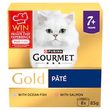Gourmet Gold Senior Cat Food Tinned Pate Salmon 8X85g