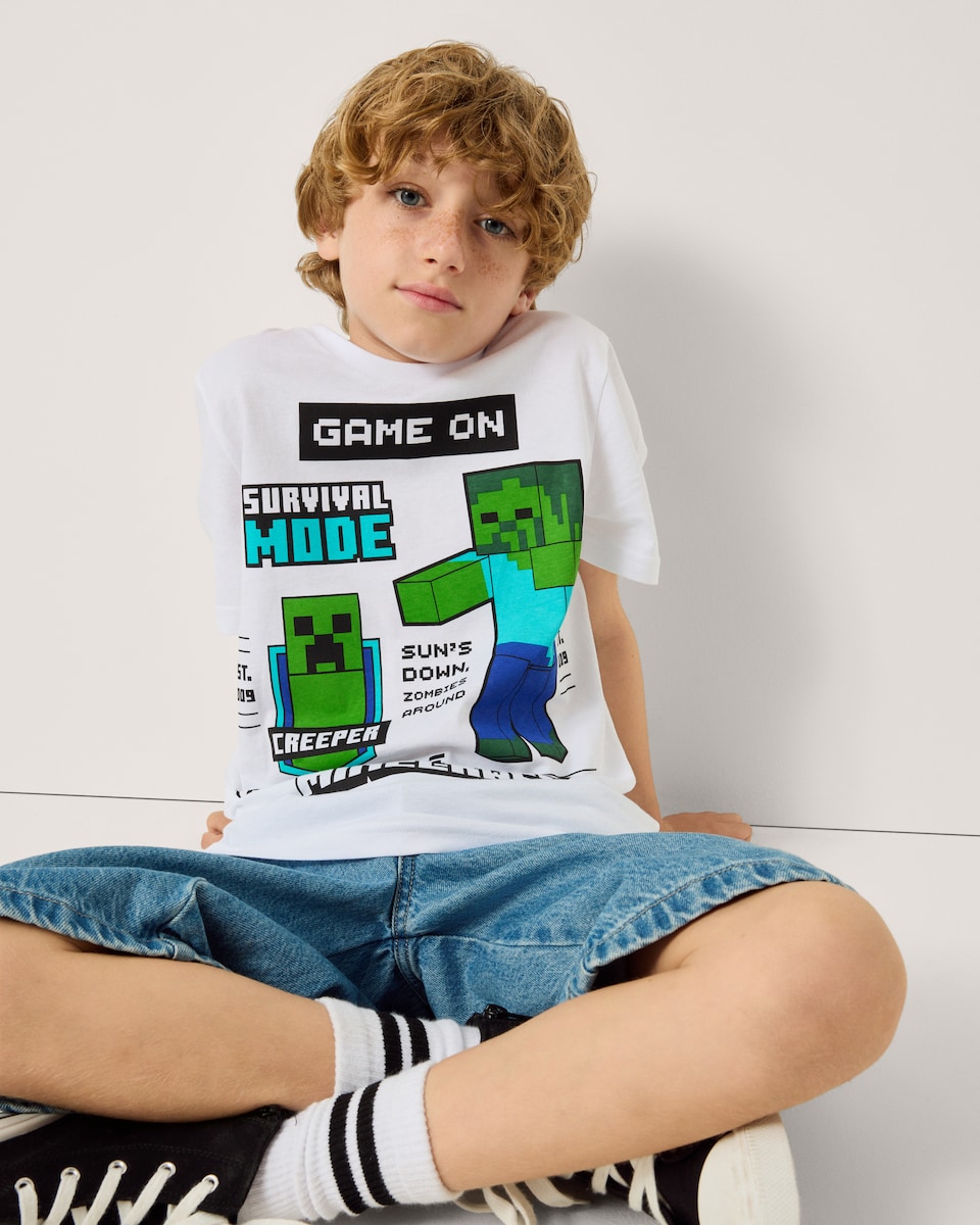 image 1 of Minecraft Pure Cotton T-Shirt in White