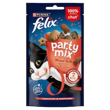 Felix Party Mix maškrty pre mačky Mixed Grill hovädzie, kura, losos 60 g