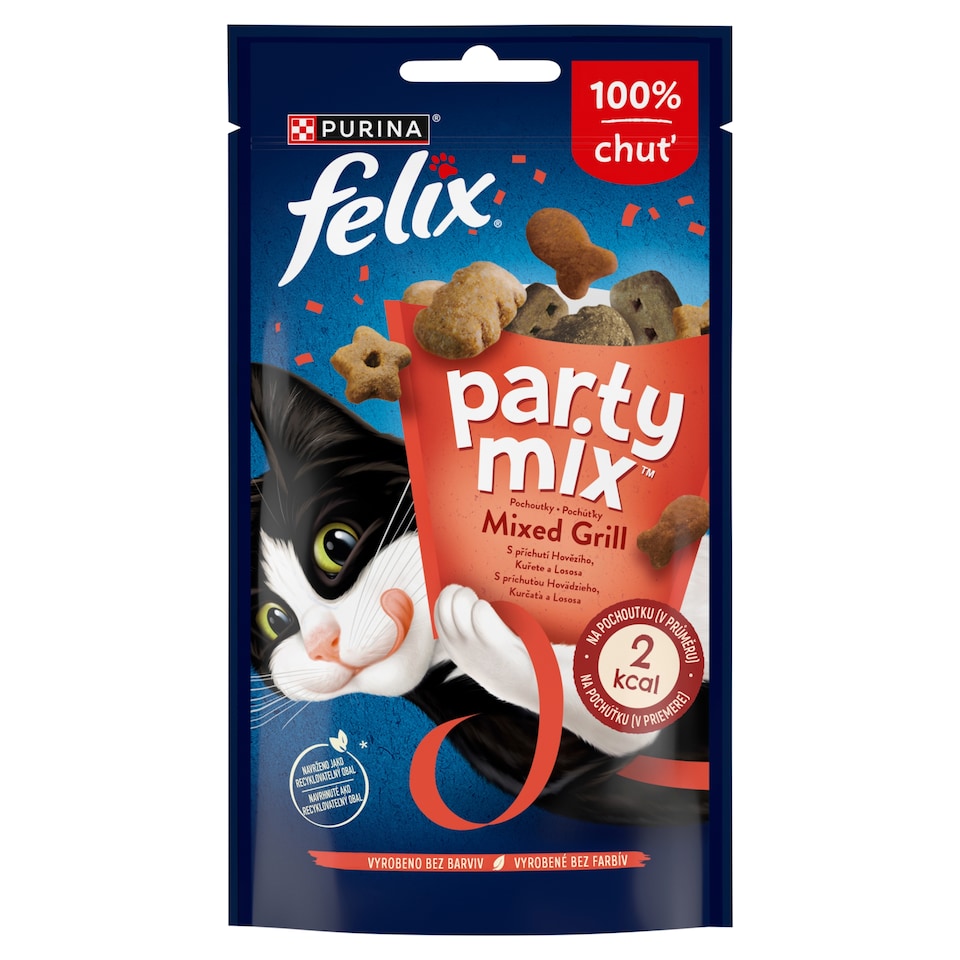 image 1 of Felix Party Mix Cat Treats Mixed Grill Beef, Chicken, Salmon 60 g