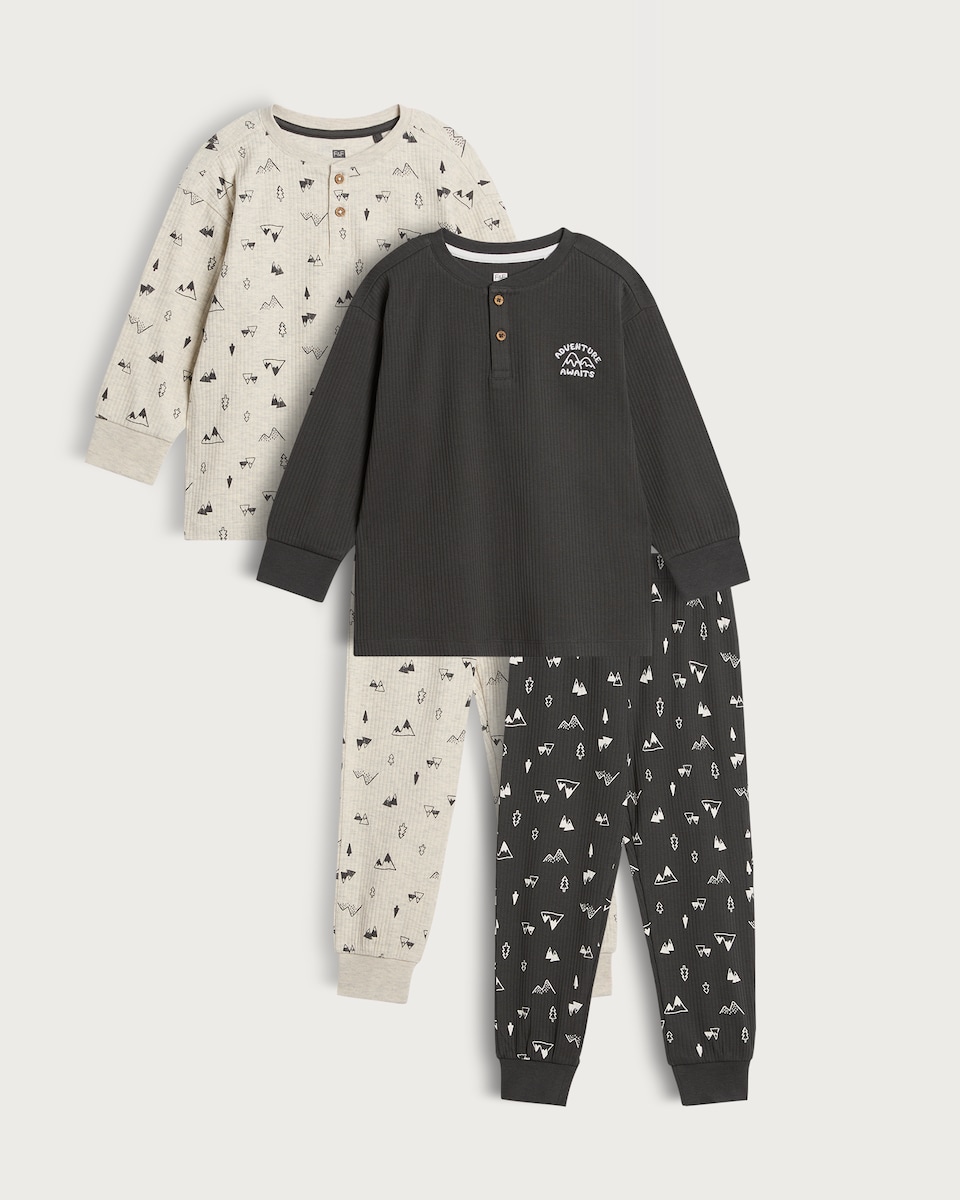 F&F Boys 2-Pack Cotton Rich Adventure Awaits Pyjamas Set in Multi