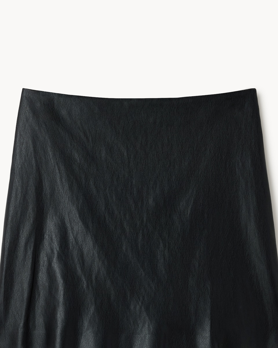 image 1 of F&F Faux Leather A-Line Mini Skirt in Black