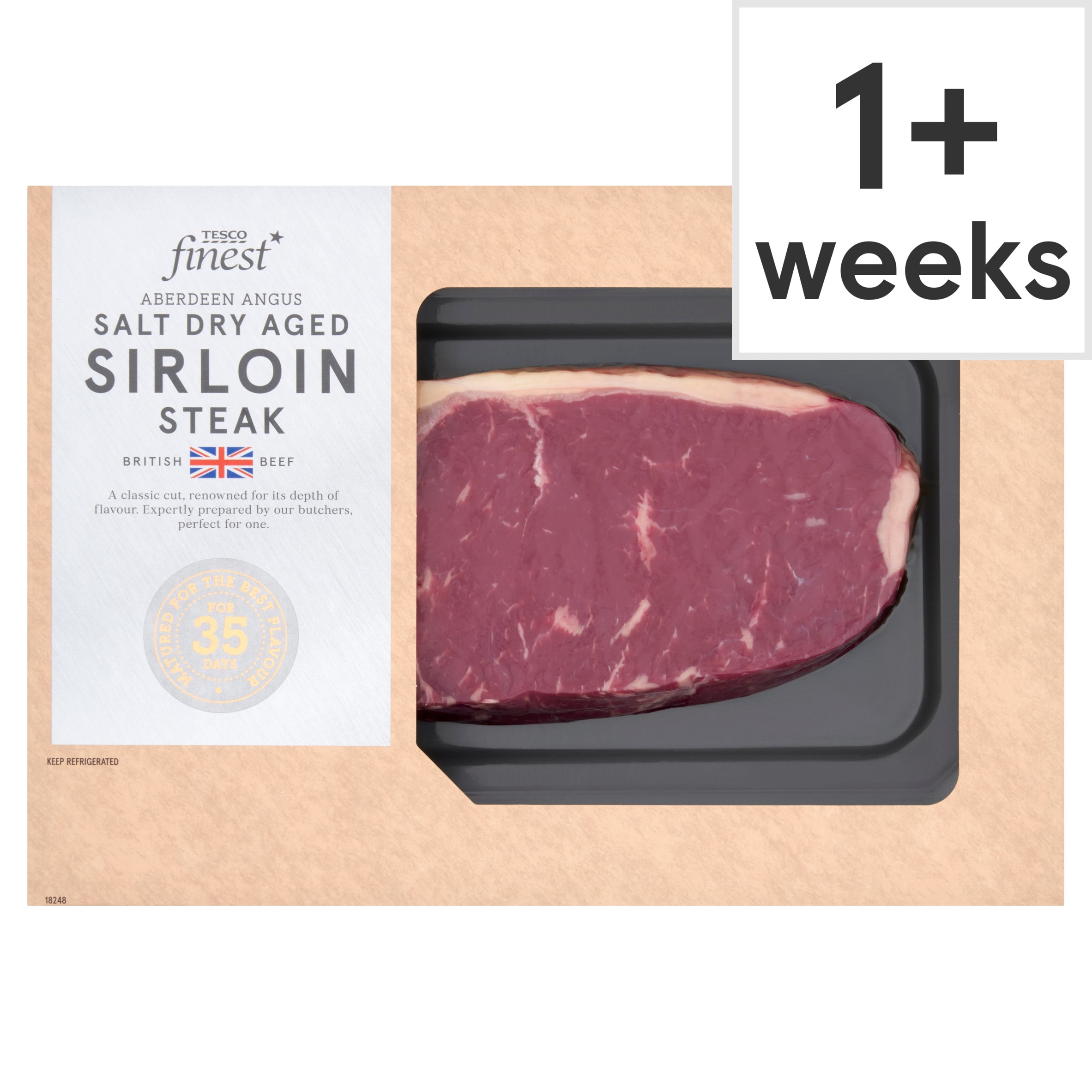 Tesco Finest AA Salt Dry Aged Beef Sirloin Steak 350g