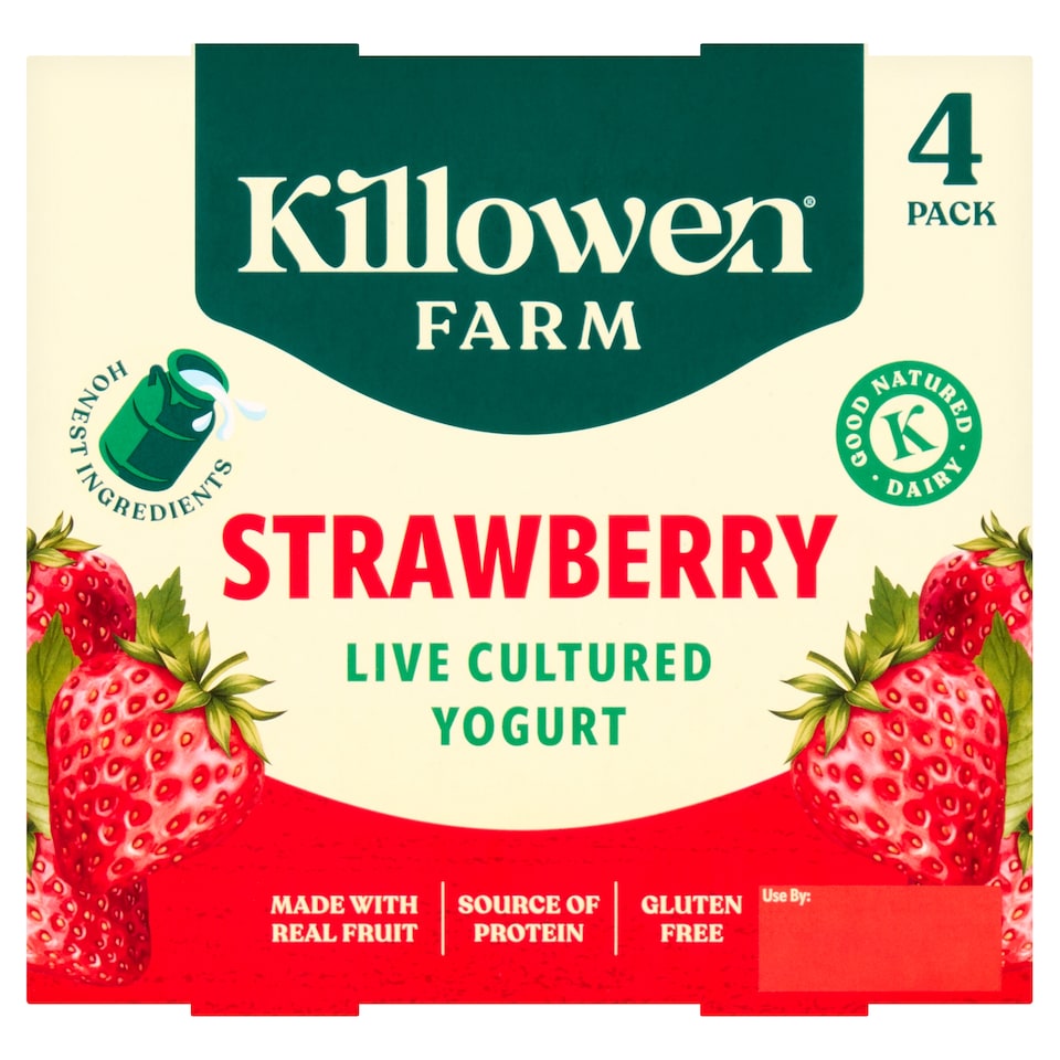 Killowen Farm Irish Strawberry Yogurt 4 x 125g