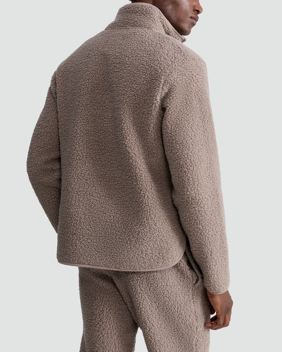 image 1 of F&F Fleece Half Zip Pyjama Top in Brown