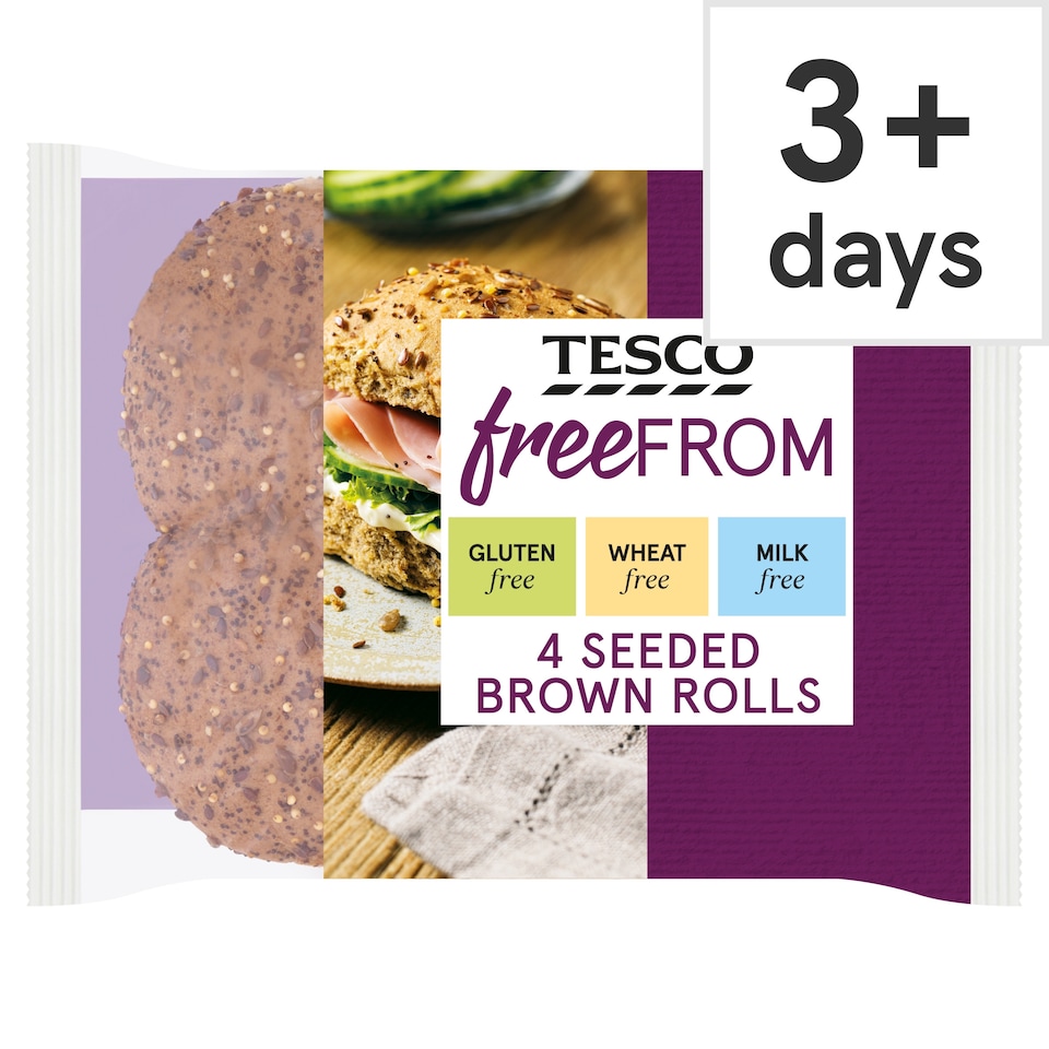 Tesco Free From Seeded Brown Rolls 4 Pack