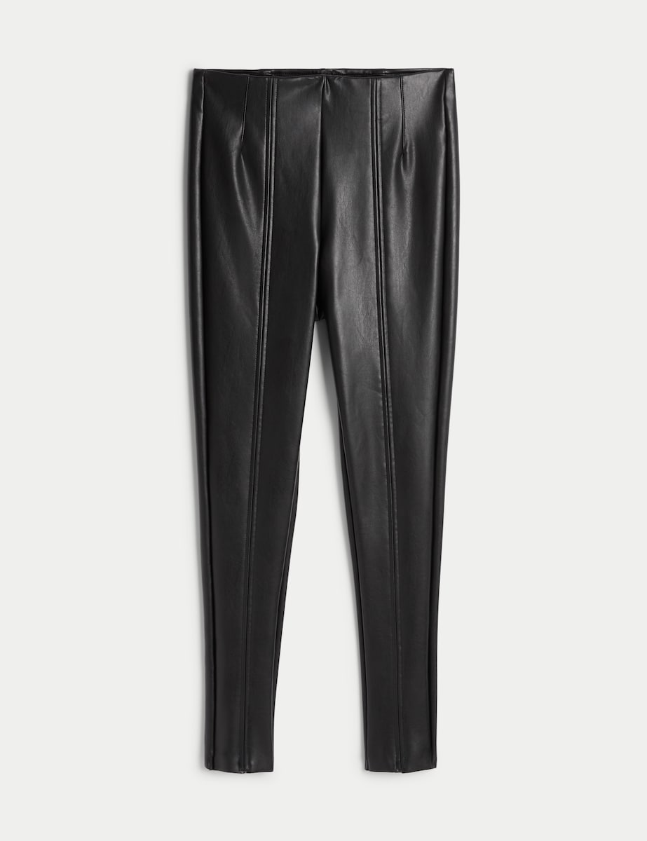 image 1 of F&F Faux Leather Skinny Trousers in Black