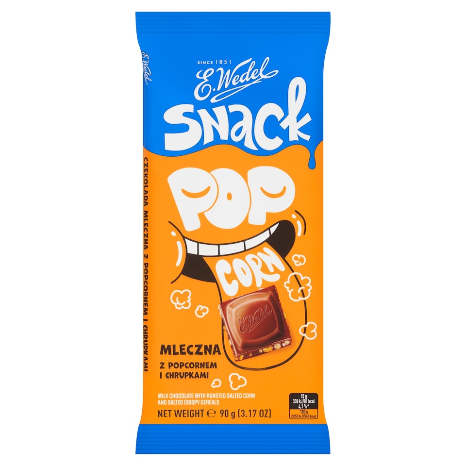 Wedel Snack Popcorn Chocolate Bar 90g
