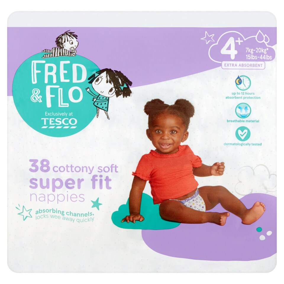 Fred & Flo Super Fit Size 4 Plus Nappies 38 Pack
