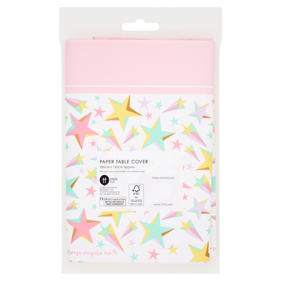Pastel Stars Table Cover 180Cm X 120Cm