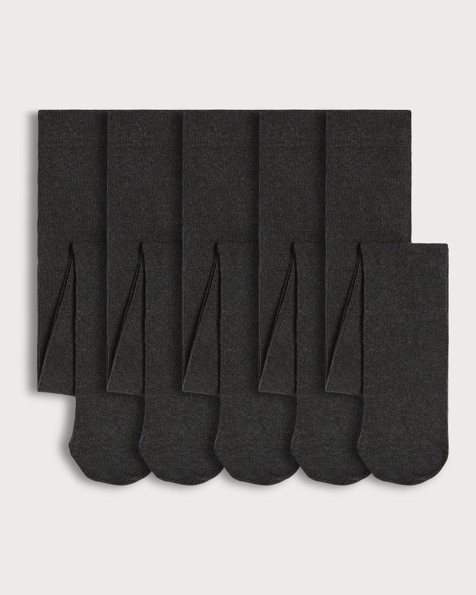 F&F School Girls 5-Pack Cotton Rich Tights in Grey