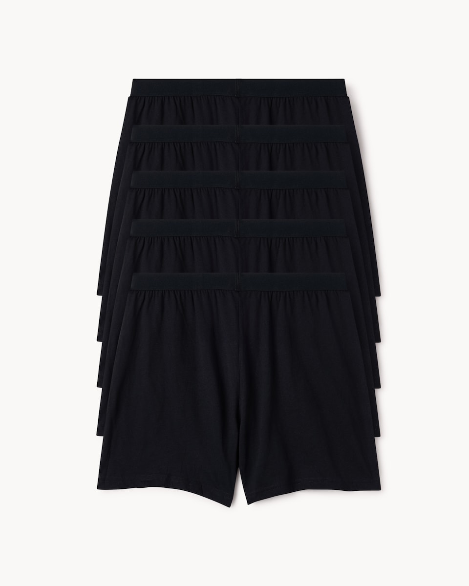 image 1 of F&F 5-Pack Pure Cotton Jersey Boxers in Black
