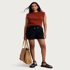 F&F Pure Cotton Boxy Sleeveless Top in Burgundy