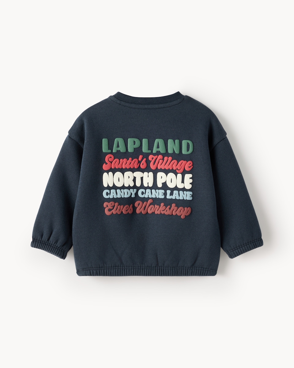 image 1 of Christmas Baby Cotton Rich Lapland Sweatshirt and Joggers Set in Navy