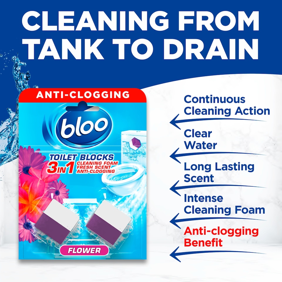 image 1 of Bloo In-Cistern Toilet Blocks Flowers 2 x 50g (100g)