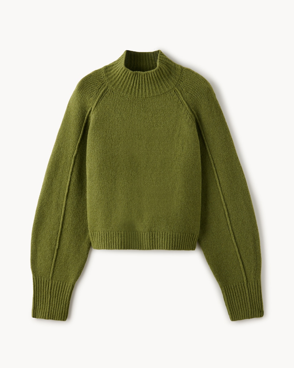 image 1 of F&F Turtle Neck Cropped Knitted Jumper in Khaki