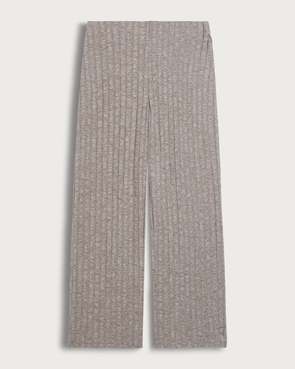 F&F Ribbed Wide Leg Co-ord Trousers in Neutral