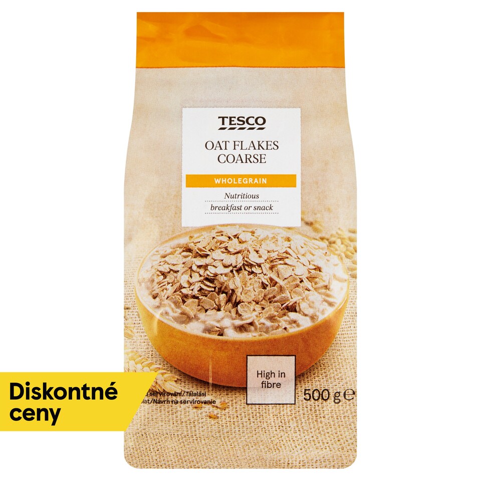Tesco Celozrnné ovsené vločky, hrubé 500 g