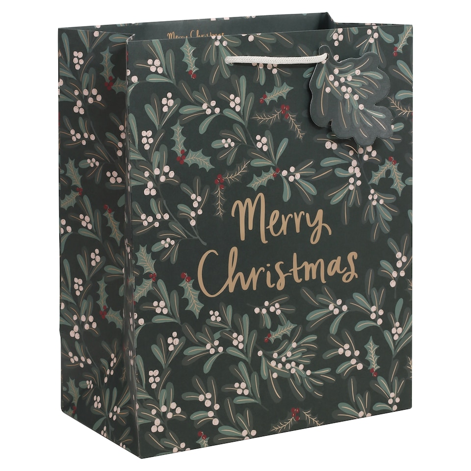 Tesco Green Mistletoe Large Christmas Gift Bag