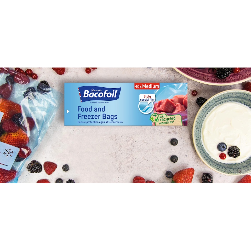 image 1 of Bacofoil Freezer Bags Medium 40 Pack