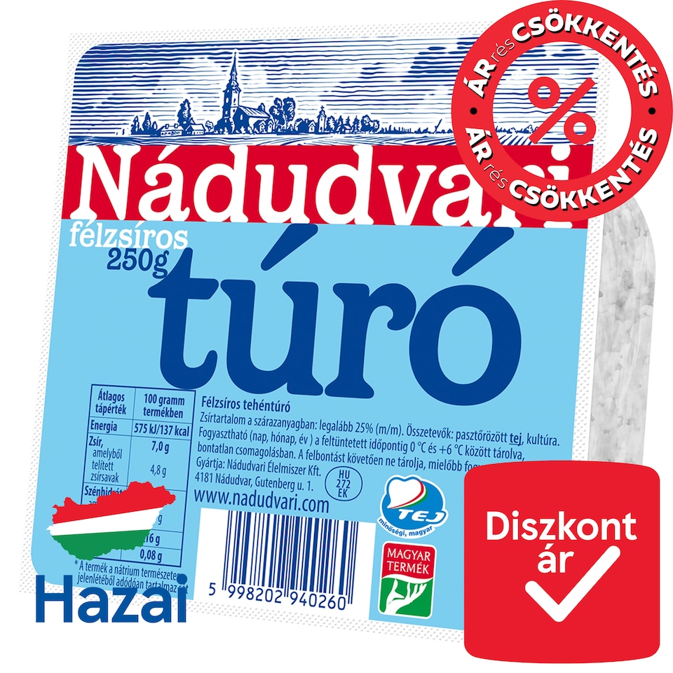 Nádudvari Semi-Fat Cottage Cheese 250 g