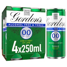 Gordon's Alcohol Free Spirit & Tonic with Lime Can 0% Vol 4x250ml