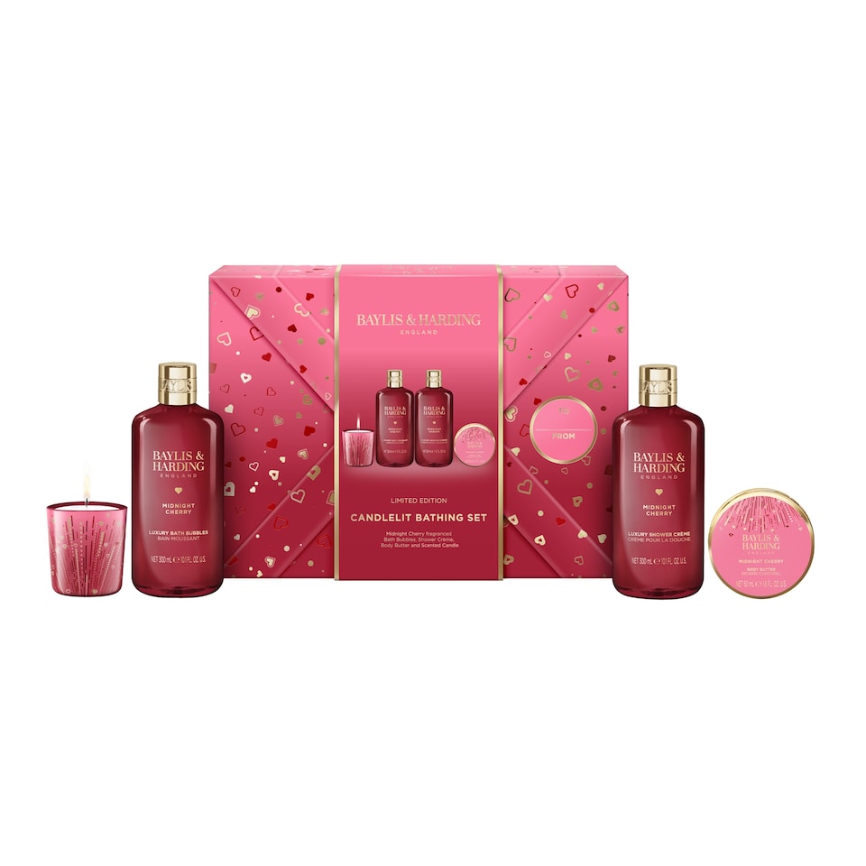 image 1 of Baylis & Harding Midnight Cherry  Pamper Trio Gift Set