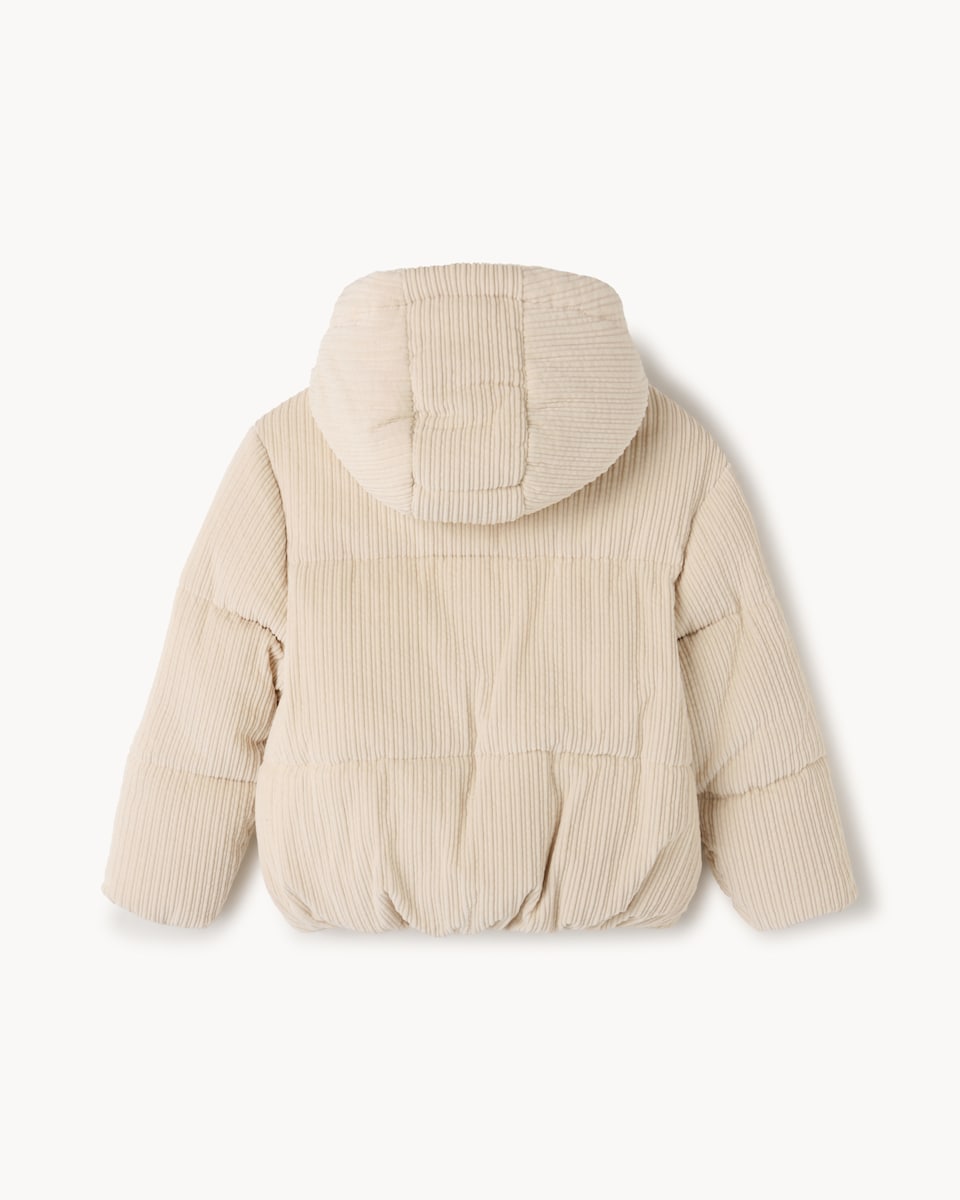 image 1 of F&F Girls Corduroy Puffer Jacket in Cream
