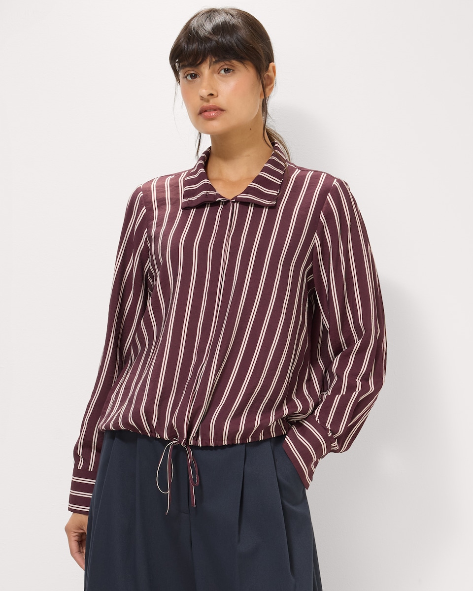 image 1 of F&F Funnel Neck Shirt in Multi Red