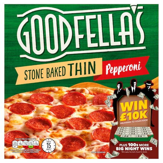 Goodfellas Stone Baked Thin Pepperoni Pizza 332G Tesco Groceries