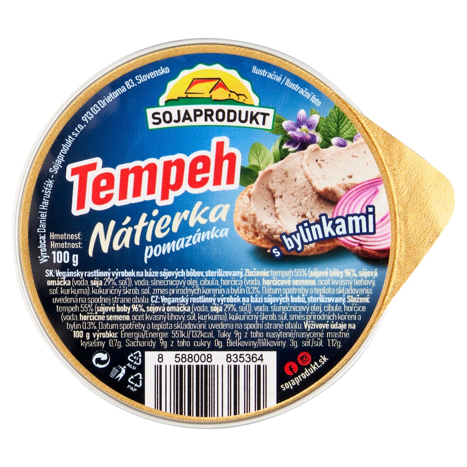 Sojaprodukt Tempeh nátierka s bylinkami 100 g